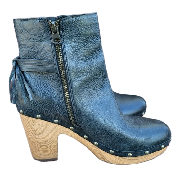 KORK-EASE Dianna Final Tassel Black Leather Stud Platform Ankle Boot Women 8 - Picture 4 of 16